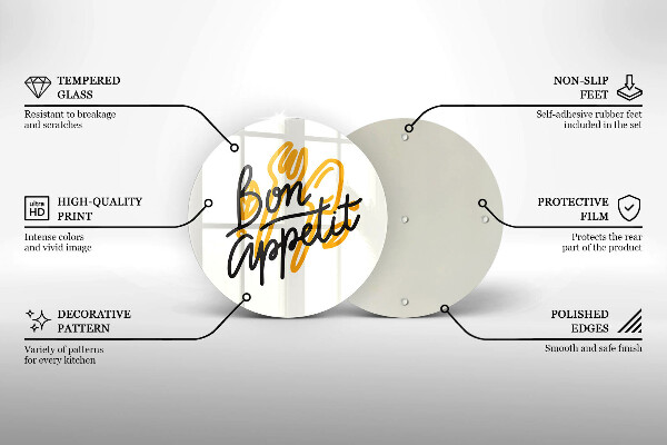 Skleněné krájecí prkénko Bon appetit nápis