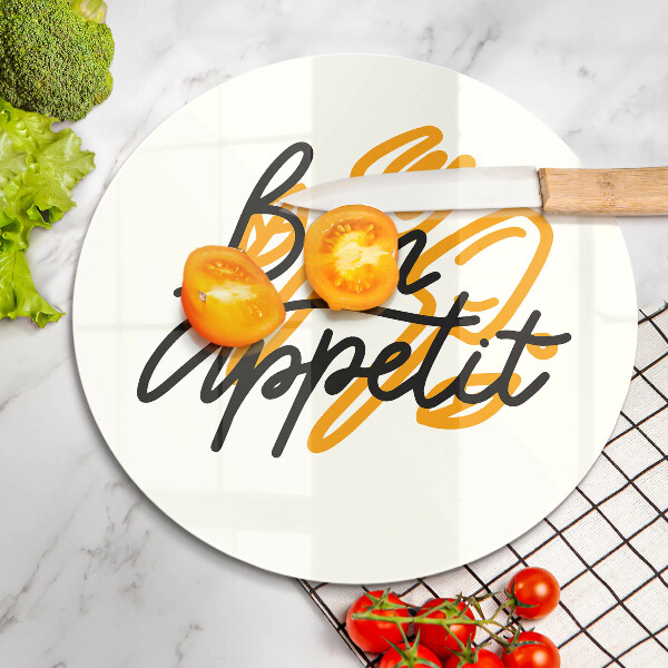 Skleněné krájecí prkénko Bon appetit nápis