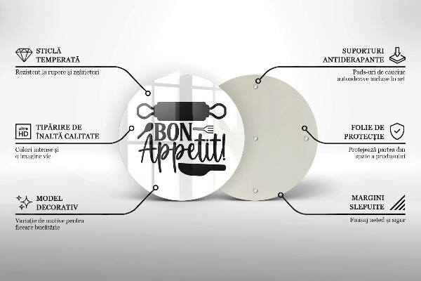 Skleněné krájecí prkénko Bon appetit nápis
