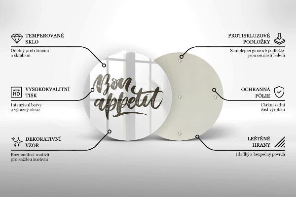 Skleněné krájecí prkénko Bon appetit nápis