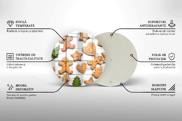 Skleněné krájecí prkénko Vánoční perníčky