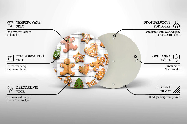 Skleněné krájecí prkénko Vánoční perníčky