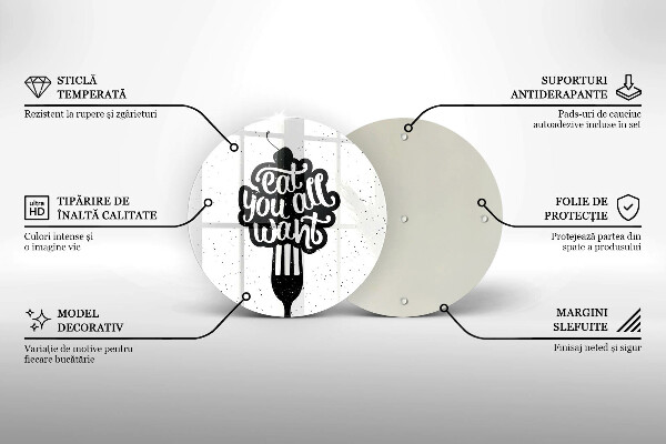 Skleněné krájecí prkénko Nápis eat all you want