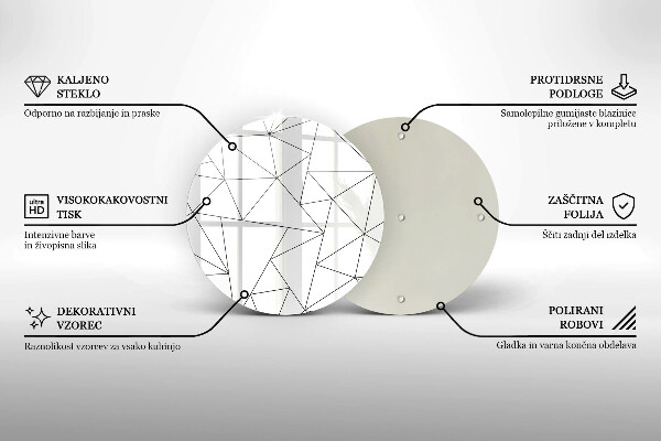 Skleněná krájecí deska Bílé trojúhelníky