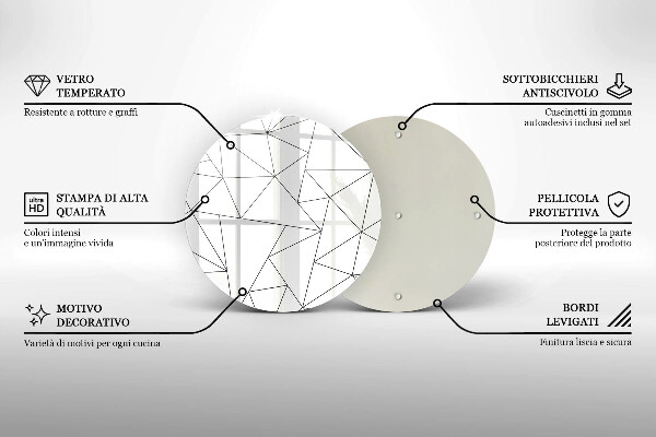 Skleněná krájecí deska Bílé trojúhelníky