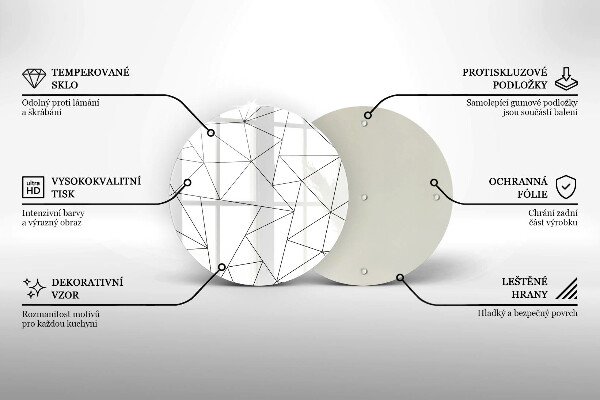 Skleněná krájecí deska Bílé trojúhelníky