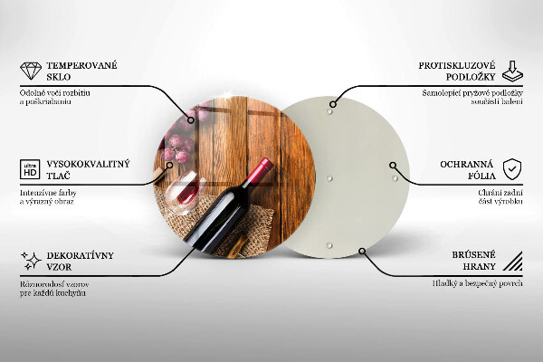 Skleněná krájecí deska Láhev červeného vína