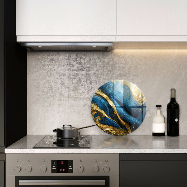 Skleněná krájecí deska Modrý a zlatý mramor