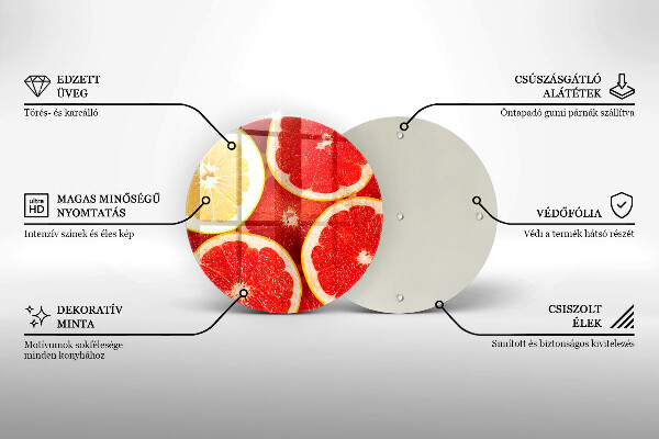 Skleněná krájecí deska Plátky grapefruitu