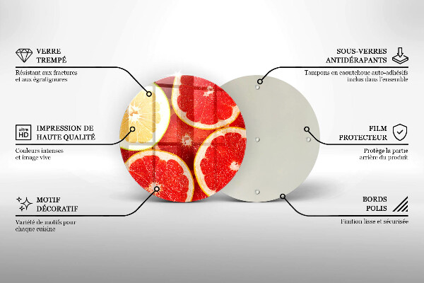 Skleněná krájecí deska Plátky grapefruitu