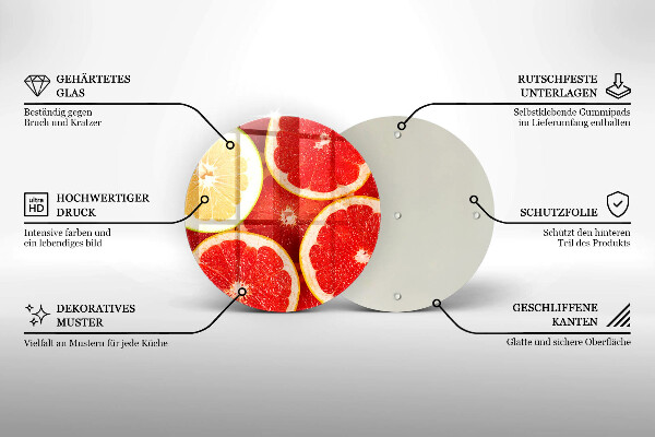 Skleněná krájecí deska Plátky grapefruitu