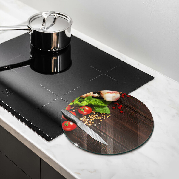 Skleněná krájecí deska Zelenina na stole