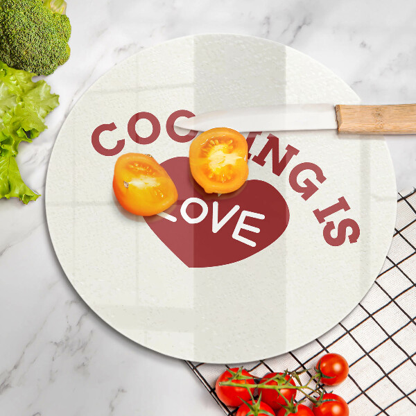 Skleněná krájecí deska Cooking is love