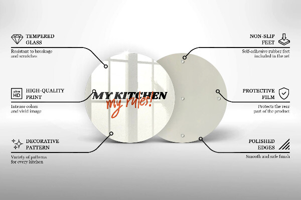 Skleněná krájecí deska My kitchen my rules