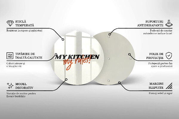 Skleněná krájecí deska My kitchen my rules