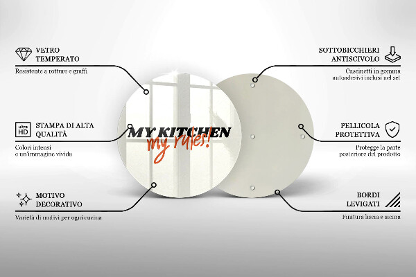 Skleněná krájecí deska My kitchen my rules