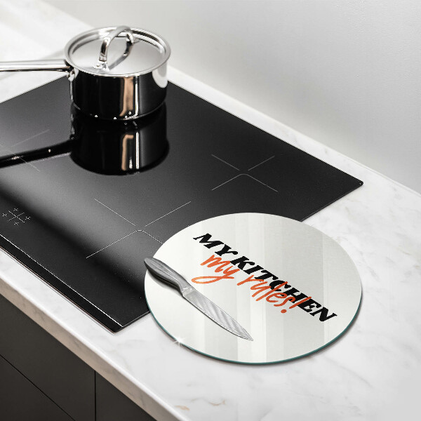 Skleněná krájecí deska My kitchen my rules