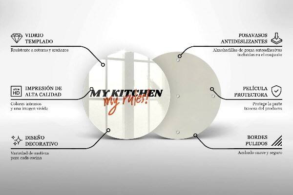 Skleněná krájecí deska My kitchen my rules