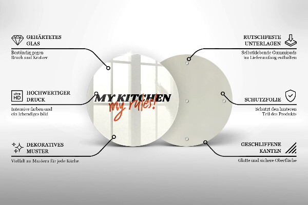 Skleněná krájecí deska My kitchen my rules