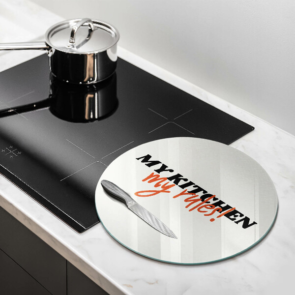 Skleněná krájecí deska My kitchen my rules
