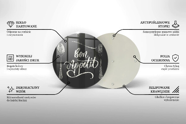 Skleněná krájecí deska Bon appetit nápis