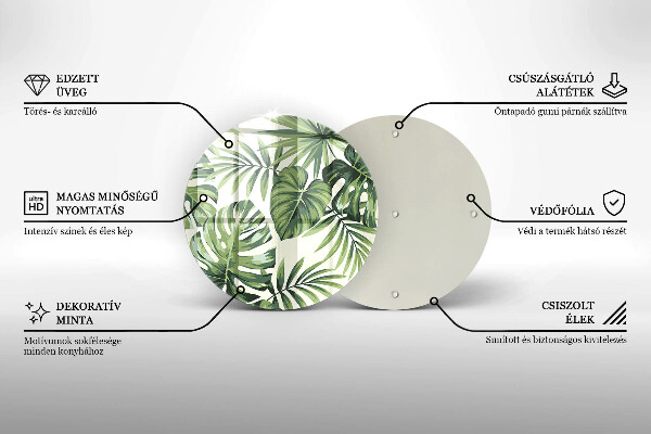 Skleněná deska do kuchyně Ilustrace monstera listy