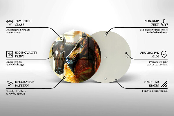 Skleněná deska do kuchyně Zvířata koně