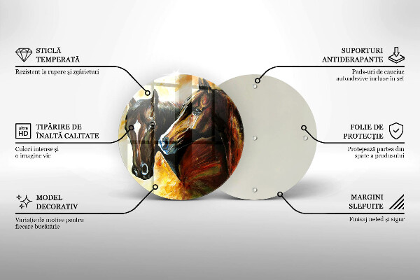 Skleněná deska do kuchyně Zvířata koně