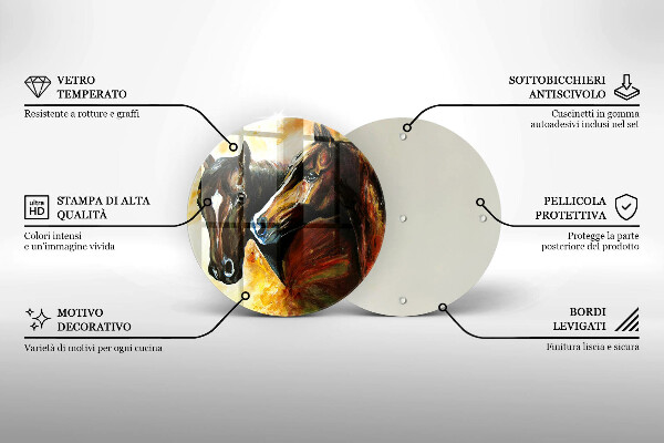 Skleněná deska do kuchyně Zvířata koně