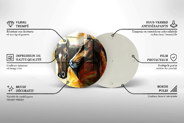 Skleněná deska do kuchyně Zvířata koně