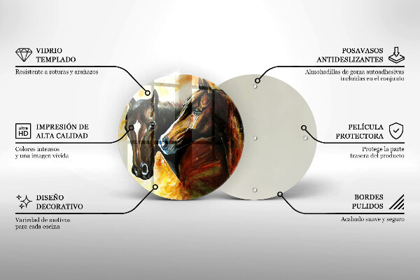 Skleněná deska do kuchyně Zvířata koně