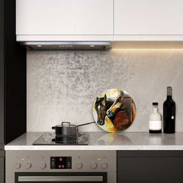 Skleněná deska do kuchyně Zvířata koně