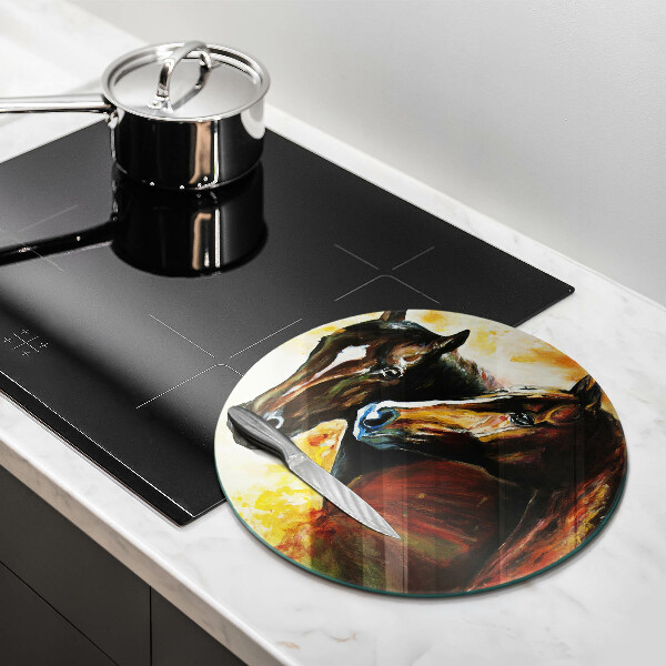 Skleněná deska do kuchyně Zvířata koně