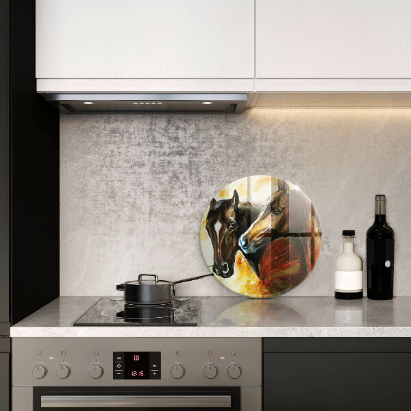 Skleněná deska do kuchyně Zvířata koně