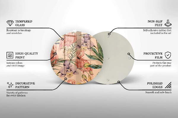 Krájecí prkénko skleněné Plameňáci ilustrace