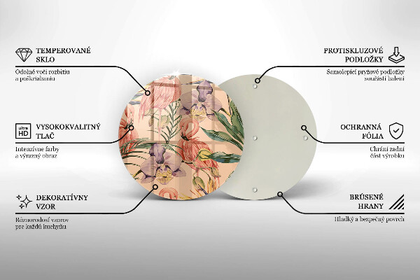 Krájecí prkénko skleněné Plameňáci ilustrace