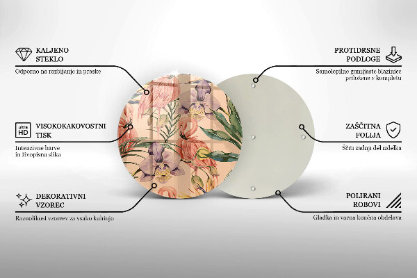 Krájecí prkénko skleněné Plameňáci ilustrace