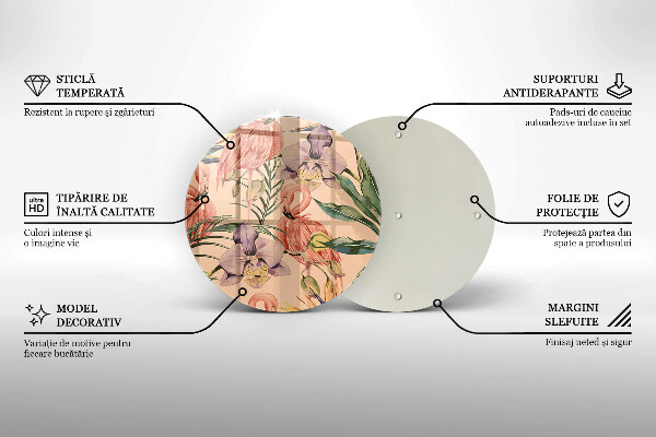 Krájecí prkénko skleněné Plameňáci ilustrace