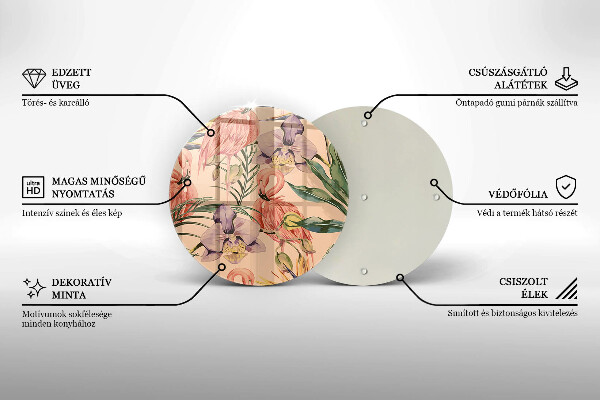 Krájecí prkénko skleněné Plameňáci ilustrace