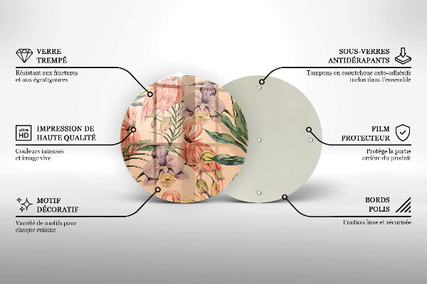 Krájecí prkénko skleněné Plameňáci ilustrace