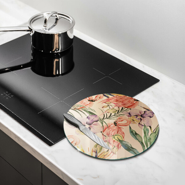 Krájecí prkénko skleněné Plameňáci ilustrace