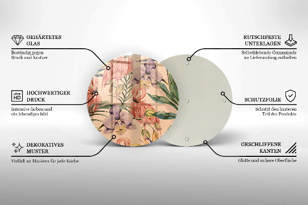 Krájecí prkénko skleněné Plameňáci ilustrace