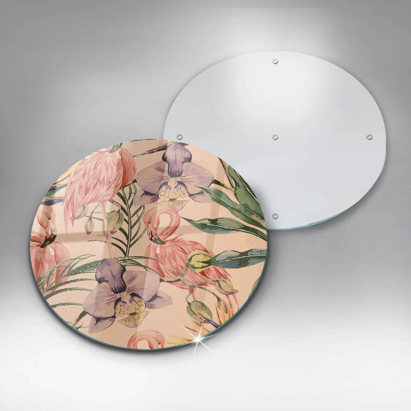 Krájecí prkénko skleněné Plameňáci ilustrace