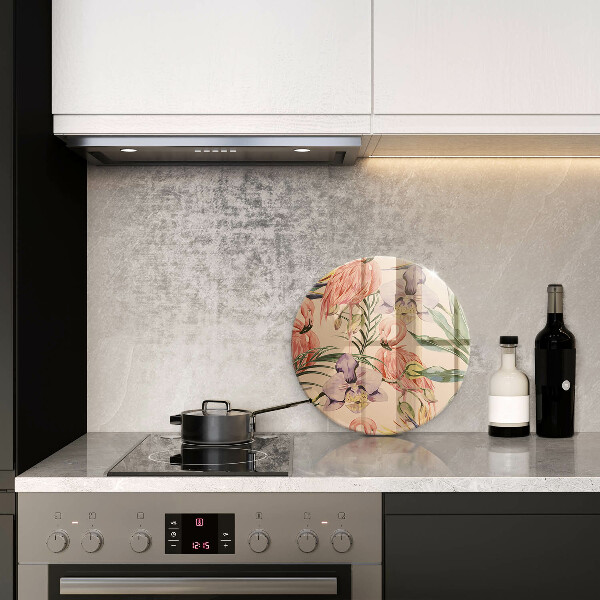 Krájecí prkénko skleněné Plameňáci ilustrace