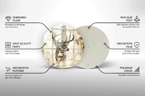 Skleněná deska do kuchyně Ilustrace zvířat jelenů