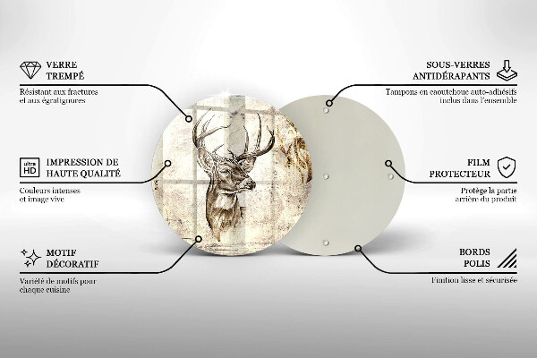 Skleněná deska do kuchyně Ilustrace zvířat jelenů