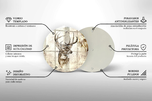 Skleněná deska do kuchyně Ilustrace zvířat jelenů