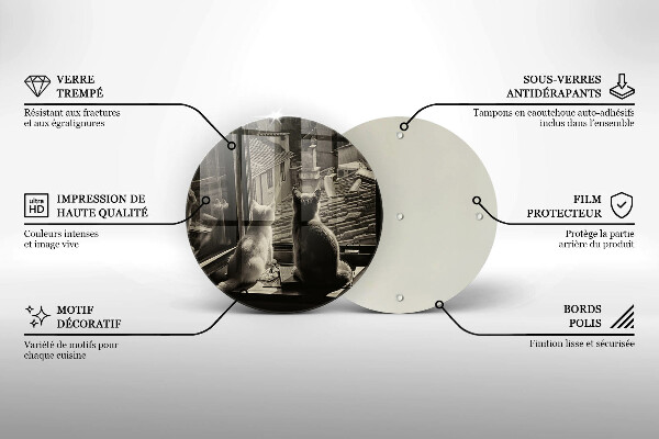 Skleněná deska do kuchyně Kočičí město a okno