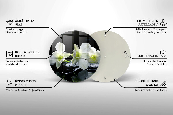 Skleněná deska do kuchyně Bílé květy v zenové vodě