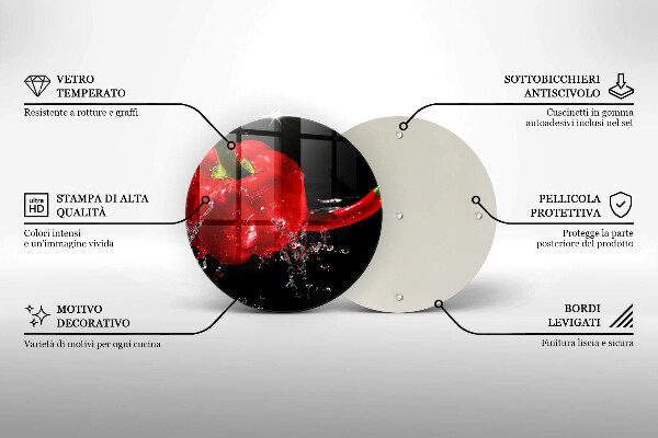 Skleněná deska do kuchyně Červené papriky ve vodě